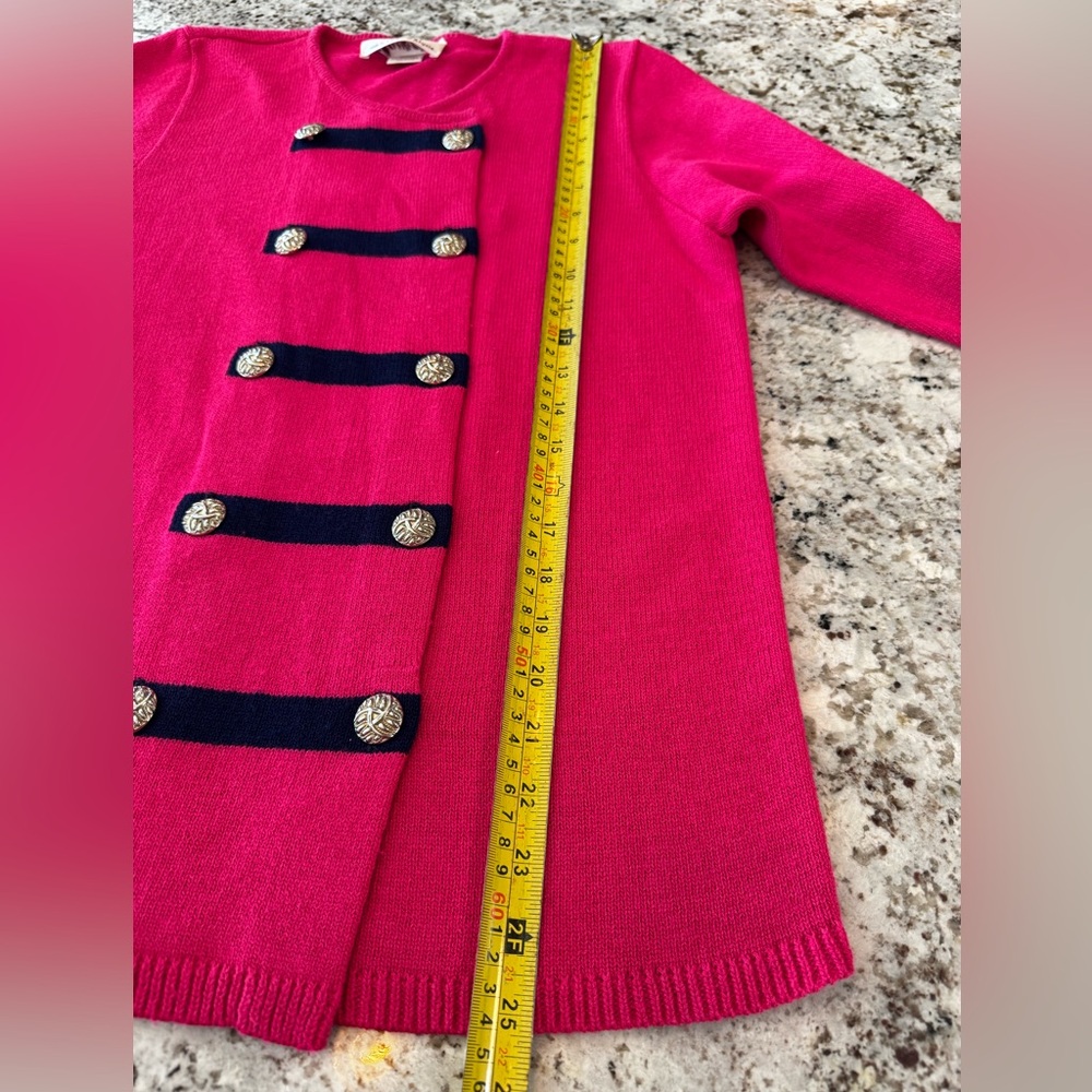 Laura Fuchsia Knit Blazer with Navy Trim - Picture 3 of 7
